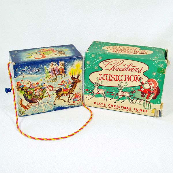 1940s Mattel Creations Toy Christmas Crank Music Box