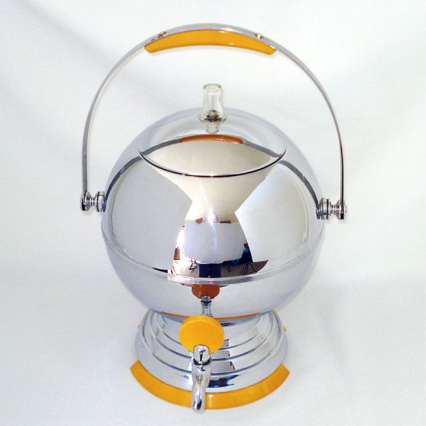 Chrome and Bakelite Manning Bowman Art Deco Ball Coffee Urn