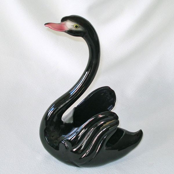 Maddux California Pottery Black Swan Planter Figurine