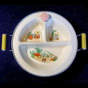 Excello 1930s Childs Covered Feeding Dish Southwest Theme Clearance