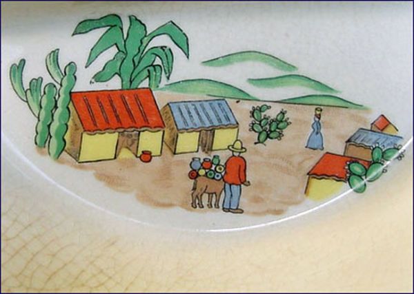 Excello 1930s Childs Covered Feeding Dish Southwest Theme Clearance #3