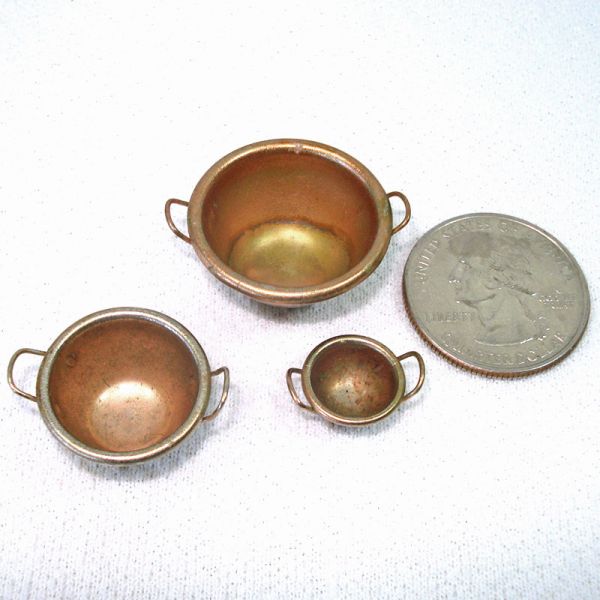 Miniature Dollhouse Copper Plated Mixing Bowls Clearance #2