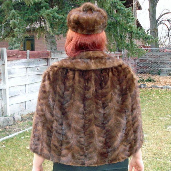 Art Betts Mink Fur Cape Pillbox Hat and Stole Collar Set #3