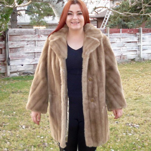 Mincara Faux Fur Honey Mink 3/4 Length Coat