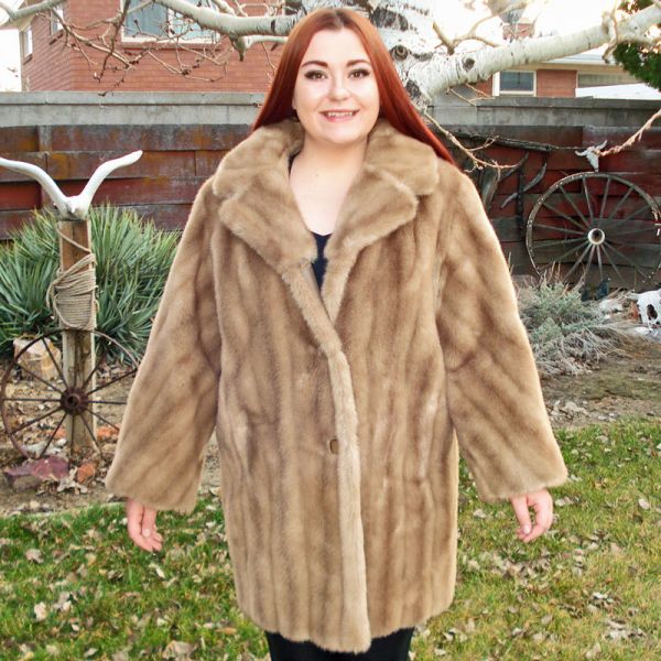 Mincara Faux Fur Honey Mink 3/4 Length Coat Clearance #2