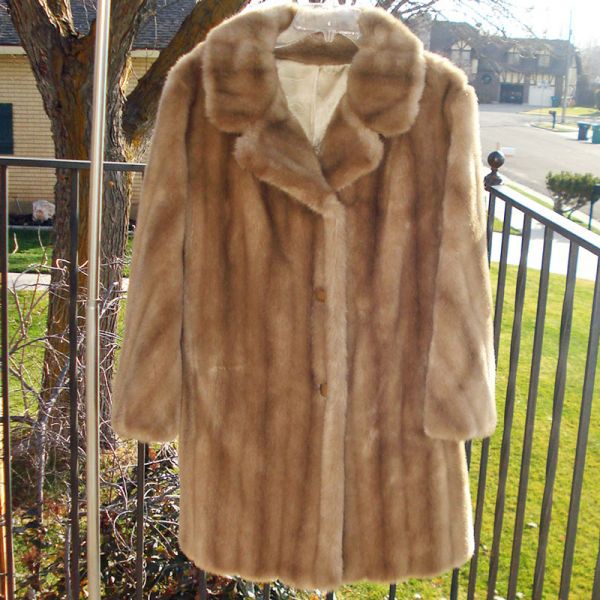 Mincara Faux Fur Honey Mink 3/4 Length Coat #3