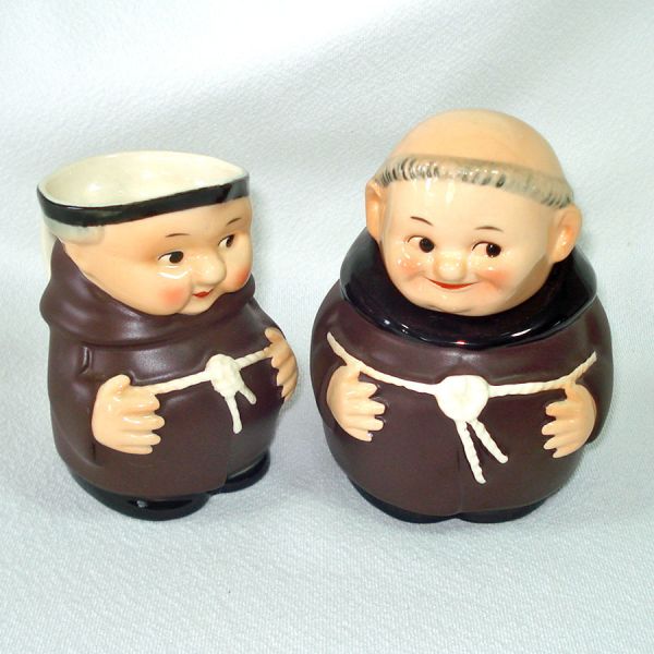 Goebel Friar Tuck Monk Creamer and Sugar Set