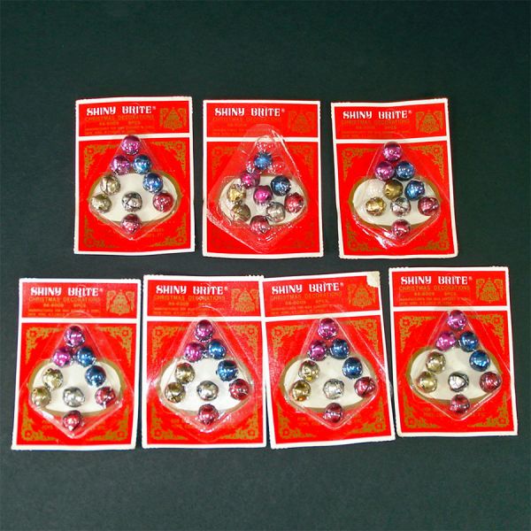 63 Multi-Color Shiny Brite Christmas Jingle Bells Unused