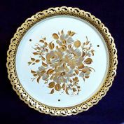 Nashco Musical Hand Painted Gold Flowers Tole Tray