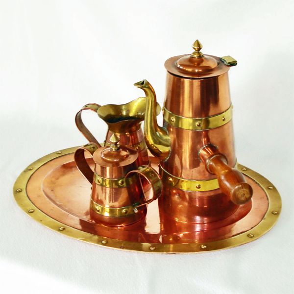 Mexico Mission Style Copper Brass 4 Piece Coffee Service #9