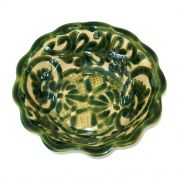 Mexican Pottery Green Ruffled Bowl