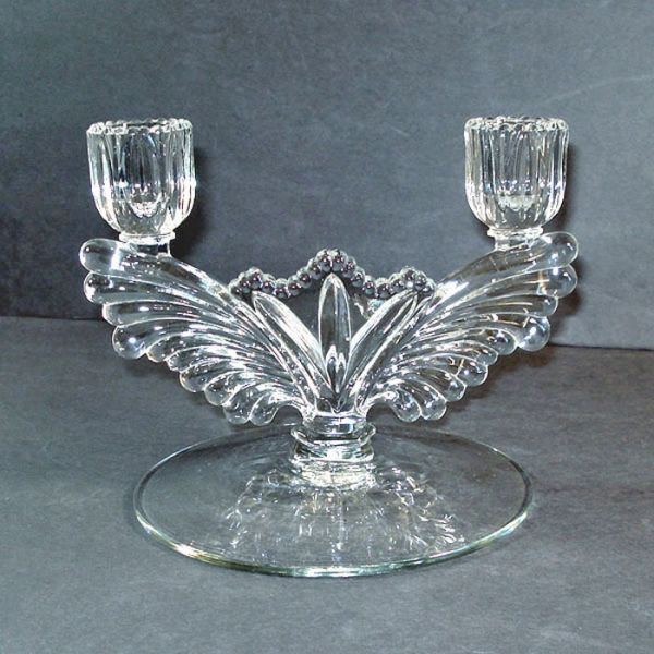 New Martinsville Queen Ann Crystal Double Candle Holder Candelabra Clearance