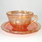 Federal Normandie 1930s Iridescent Glass Cup and Saucer