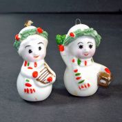 Napco Mini Bone China Starry Eye Christmas Snowman Ornaments