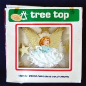 National Tinsel Spun Glass Halo Angel Christmas Tree Topper in Box
