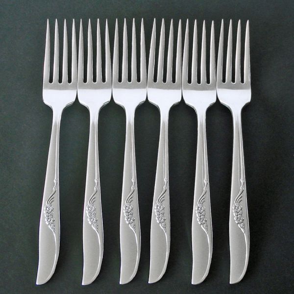 Jennifer Oneida 6 Silverplate Dinner Forks 1959 Clearance