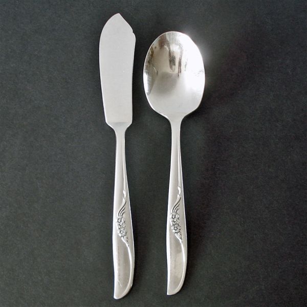 Jennifer Oneida Silverplate Sugar Spoon, Master Butter Knife Clearance
