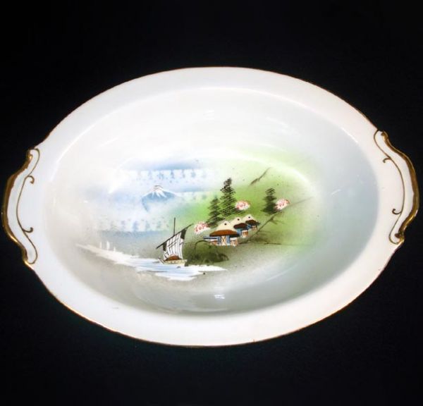6 Pc Oriental Landscape Scene Porcelain China Cups Plates Bowl Clearance #2