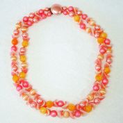 Pink and Apricot Beaded Mid Century Necklace Clearance