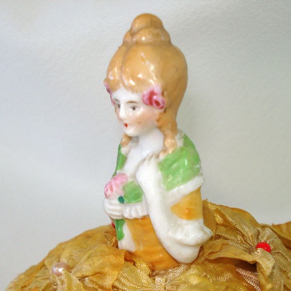 Porcelain Half Doll Pincushion Pin Cushion #4