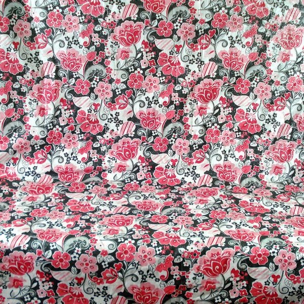 Pink Gray Mod Floral Home Decor Fabric 9 Square Yards #2