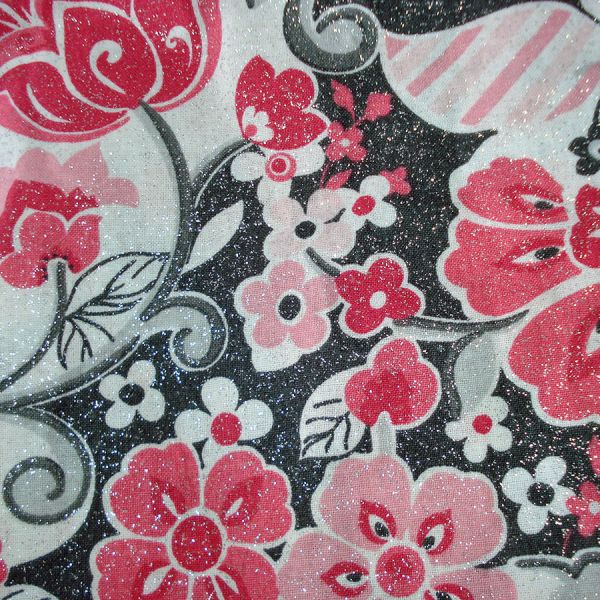 Pink Gray Mod Floral Home Decor Fabric 9 Square Yards #4