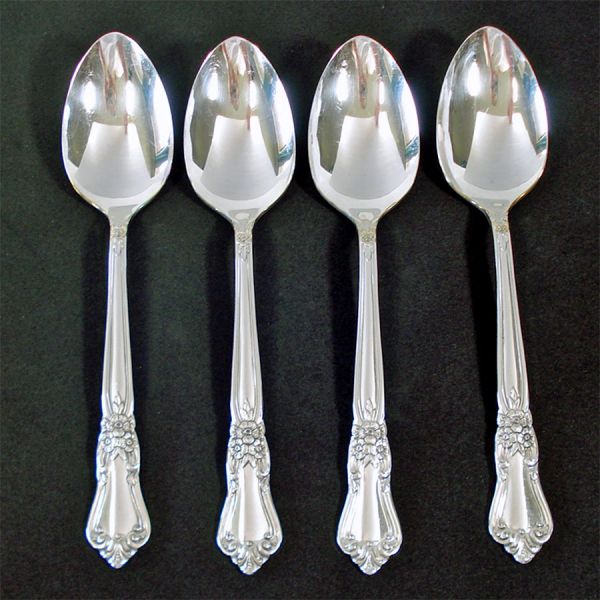 Valley Rose Oneida Rogers Silverplate 4 Oval Soup Spoons Clearance