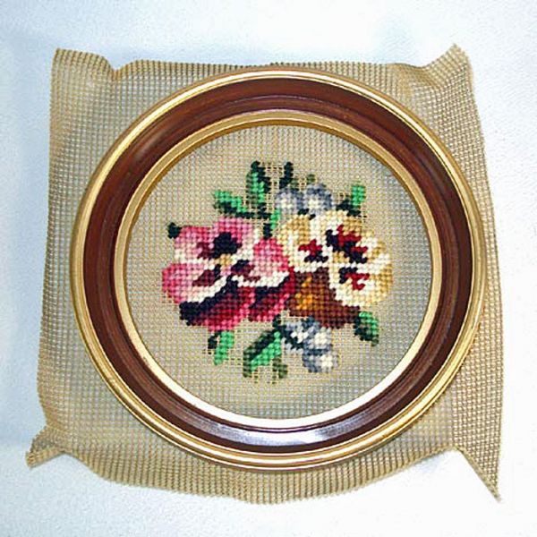 Pansies Boxed Round Framed Needlepoint Kit Clearance #3