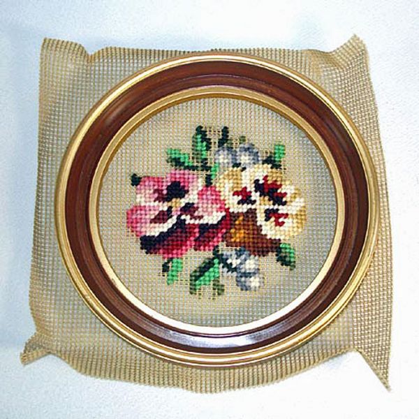 Pansies Boxed Round Framed Needlepoint Kit #3