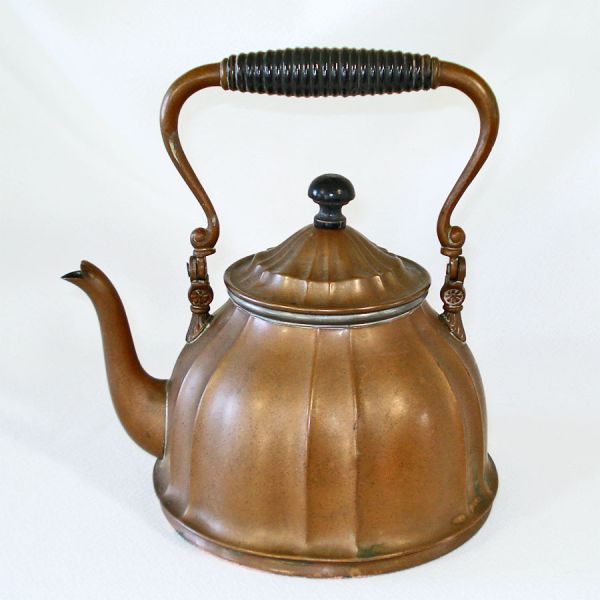Antique Paneled Copper Tea or Water Kettle