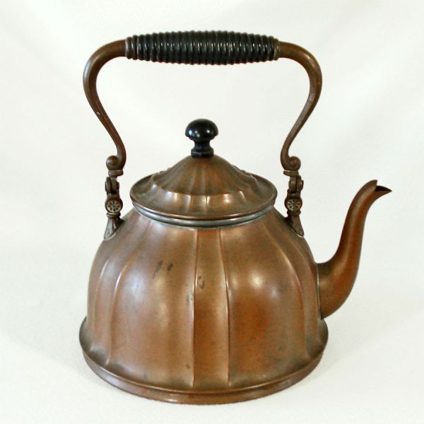 Antique Paneled Copper Tea or Water Kettle #2