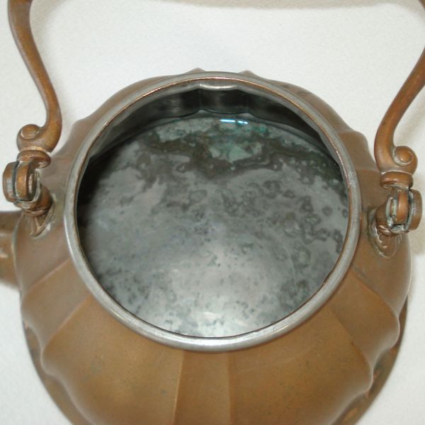 Antique Paneled Copper Tea or Water Kettle #4