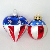 Stars Stripes Patriotic Heart, Ball Glass Christmas Ornaments
