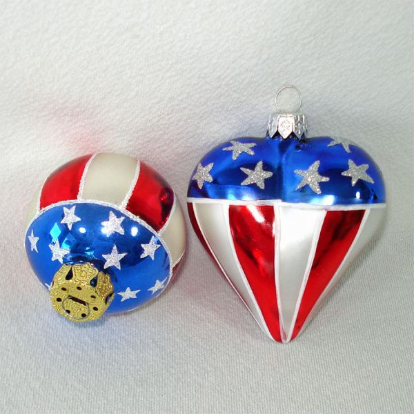 Stars Stripes Patriotic Heart, Ball Glass Christmas Ornaments Clearance #2