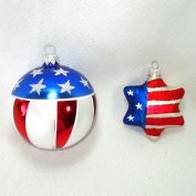 Patriotic Stars Stripes Glass Christmas Ornaments