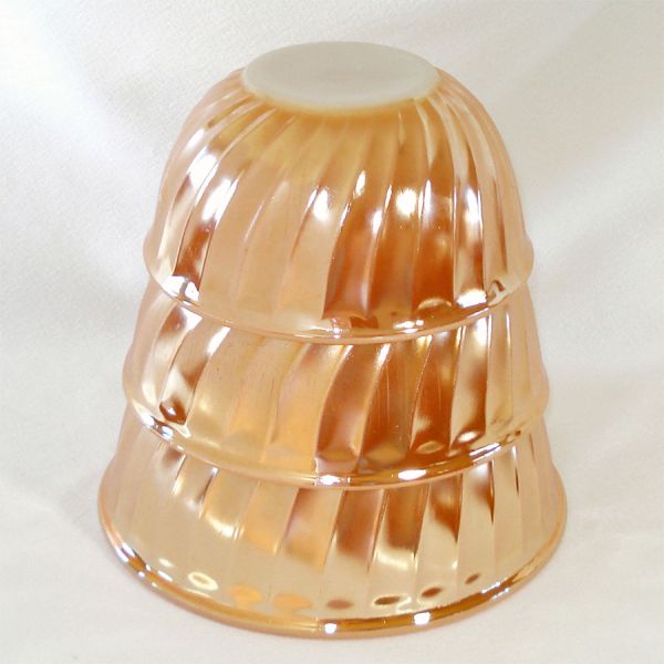 Fire King Peach Lustre Swirl Mixing Bowls Set of 3 #2