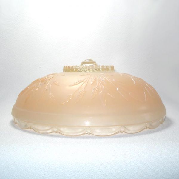 Frosted Peach Botanical Art Deco 3 Chain Glass Ceiling Shade #2