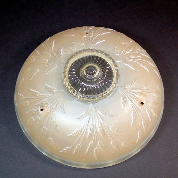 Frosted Peach Botanical Art Deco 3 Chain Glass Ceiling Shade #3