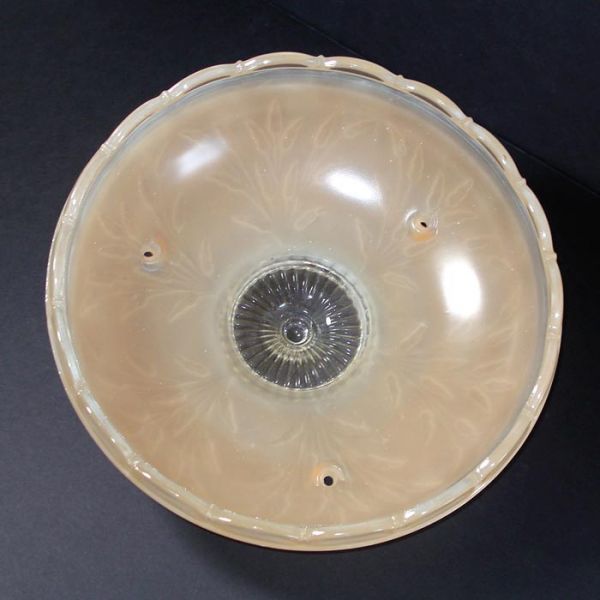 Frosted Peach Botanical Art Deco 3 Chain Glass Ceiling Shade #4
