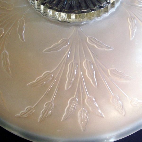 Frosted Peach Botanical Art Deco 3 Chain Glass Ceiling Shade #5