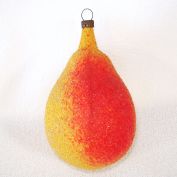 Antique Unsilvered Sugar Glitter Pear Glass Christmas Ornament