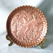 Persian Repousse Copper Plate Birds, Flowers Clearance