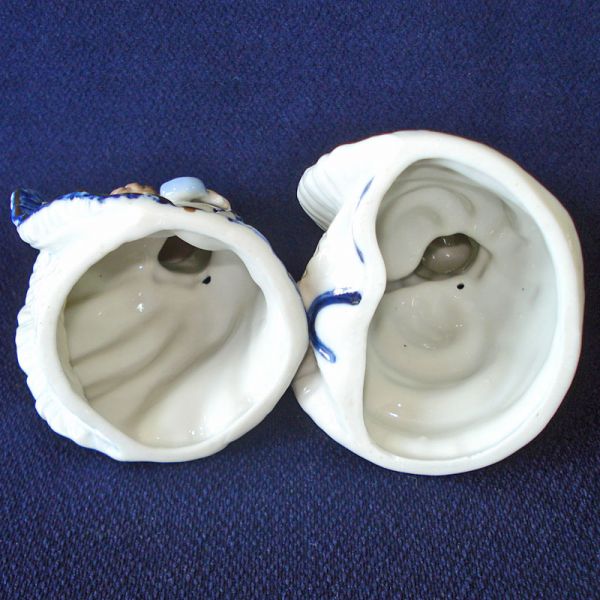 Pair Blue White Porcelain Petticoat Girls Figurines #4