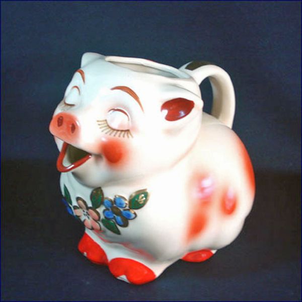 Shawnee Smiley Pig Water Pitcher Gold Trim Clearance