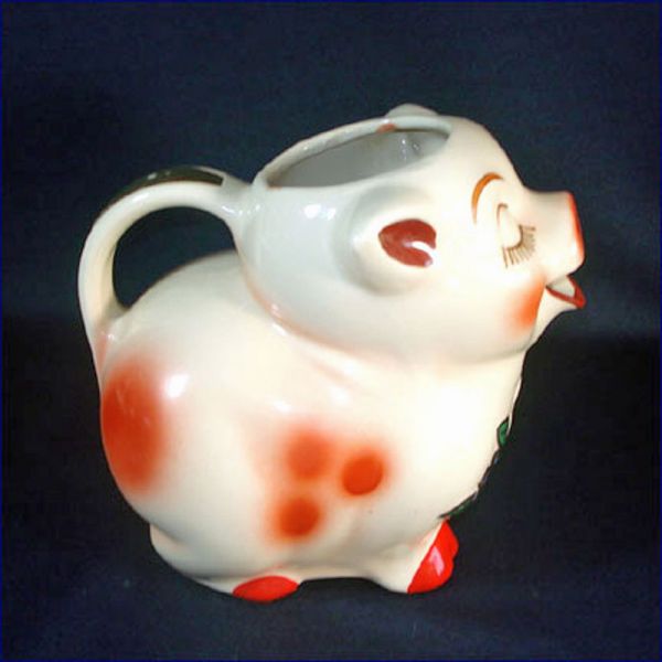 Shawnee Smiley Pig Water Pitcher Gold Trim Clearance #3