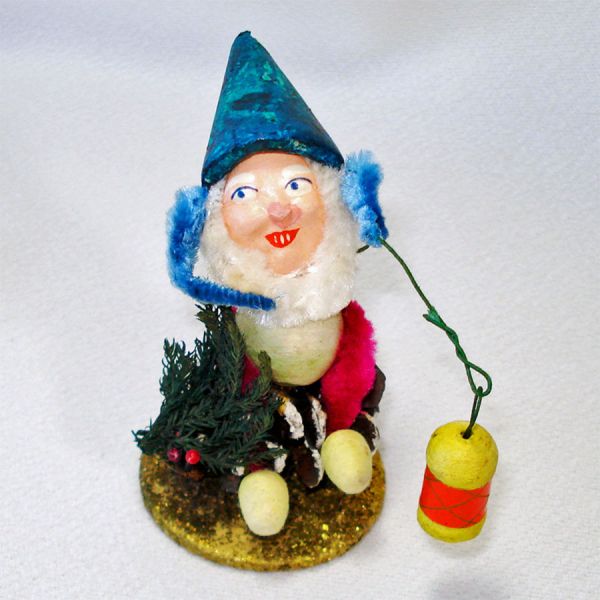 Christmas Pinecone Chenille Gnome Dwarf Ornament Figure #1