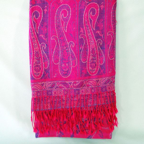Hot Pink Paisley Pashmina Shawl Scarf #2
