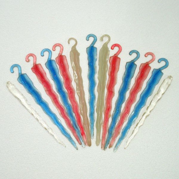 Clear and Colored Plastic Icicles 1950s Christmas Ornaments #3