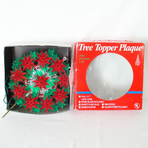 Poinsettias Holly Lighted Christmas Tree Topper #3