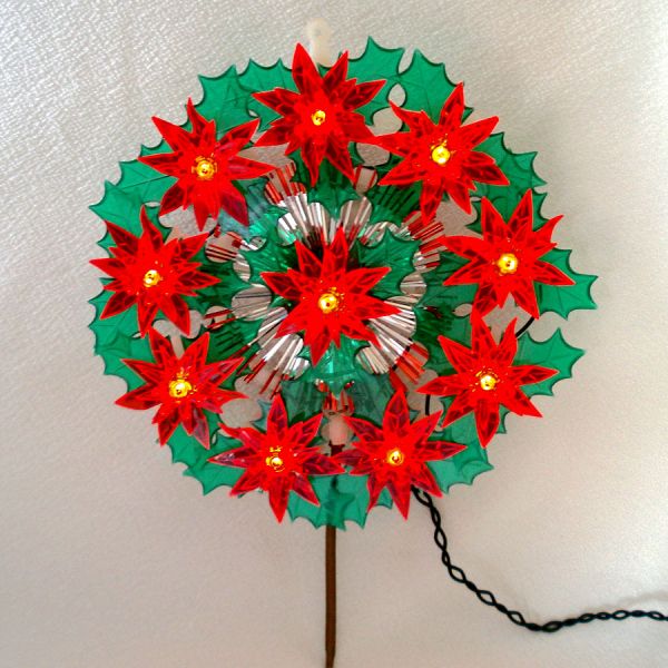Poinsettias Holly Lighted Christmas Tree Topper #5